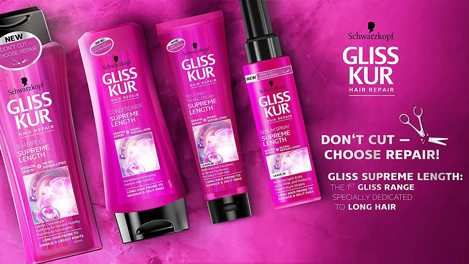 محصولات گلیس سری supreme length مناسب موهای بلند