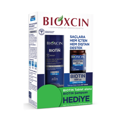پک شامپو بیوکسین BIOXCIN و بسته 60 عددی قرص تقویت مو