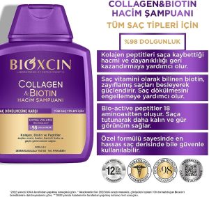 شامپو حجم دهنده و ضد ریزش بیوکسین BIOXCIN حاوی کلاژن و بیوتین