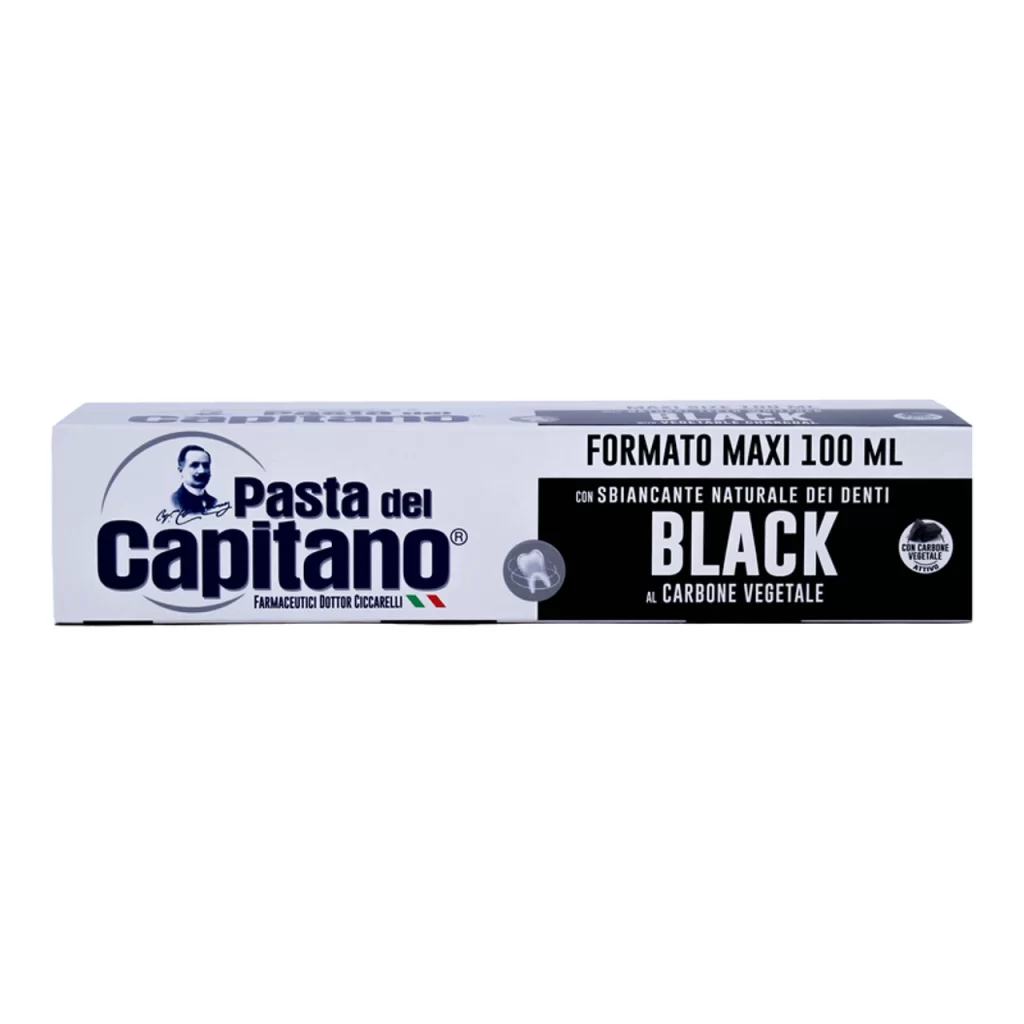 خمیر دندان ذغالی کاپیتانو Capitano سفید کننده اصل ایتالیا حجم 100 میل