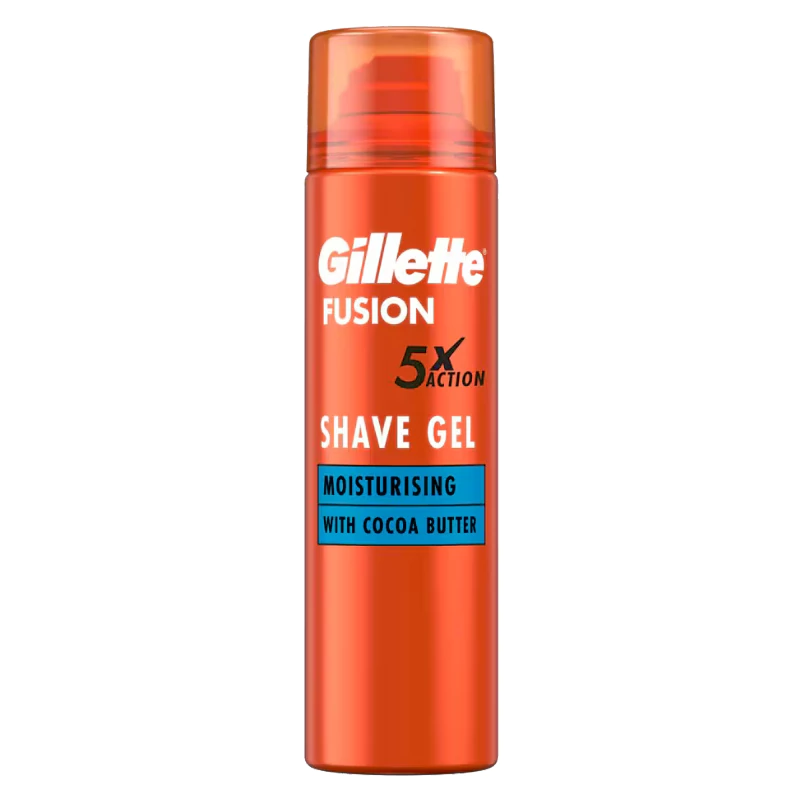 gillette-moisturizing-shaving-gel-200ml ژل اصلاح ژیلت فیوژن Gillette Fusion مدل Moisturising حاوی عصاره کره کاکائو حجم 200 میل - Image 1