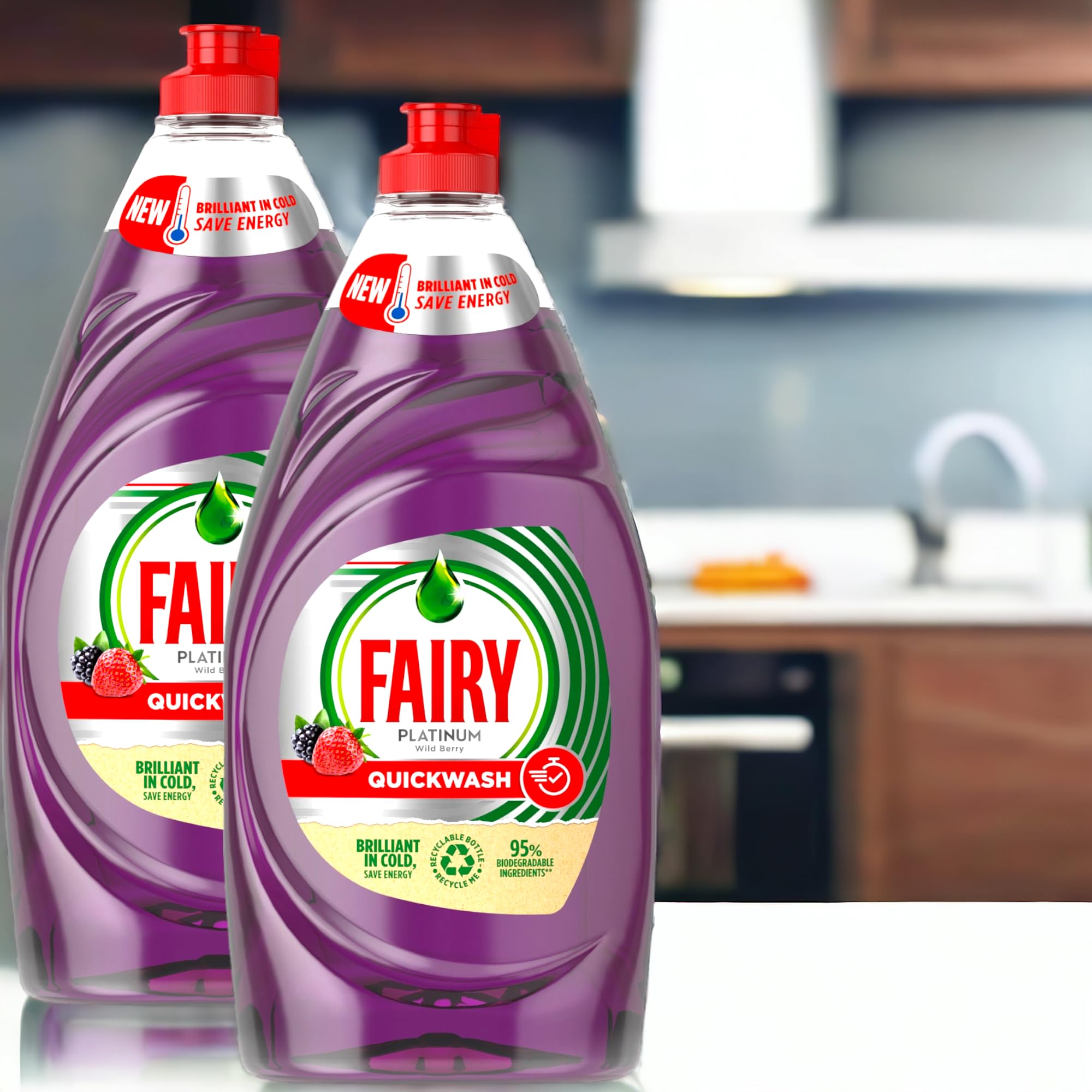 مایع ظرفشویی فیری Fairy مدل Platinum Quick Wash رایحه توت فرنگی و تمشک