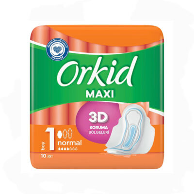 نوار بهداشتی بسته 10تایی ارکید Orkid سایز نرمال مدل 3D