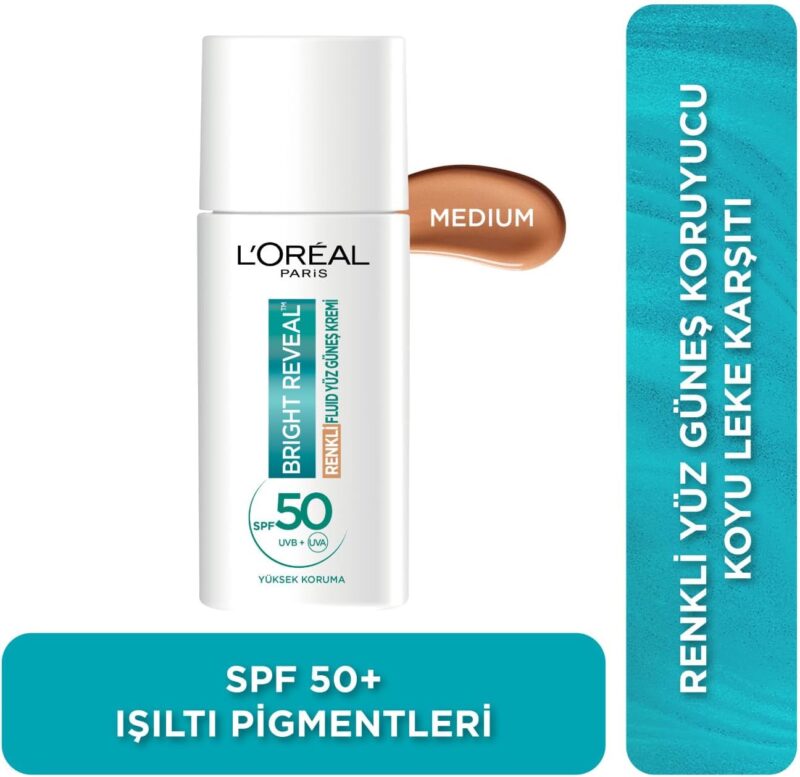 ضد آفتاب رنگی روشن کننده لورال Loreal مدل Bright Reveal رنگ Medium حجم 50 میل - Image 2