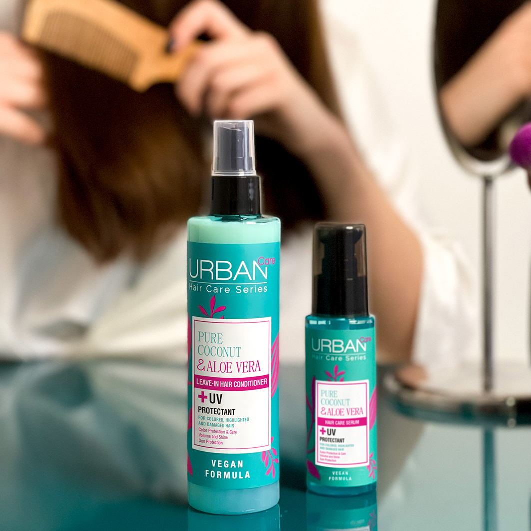 اسپری دوفاز اوربن کر Urban Care حاوی نارگیل و آلوئه ورا مناسب موهای خشک, رنگ شده و آسیب دیده