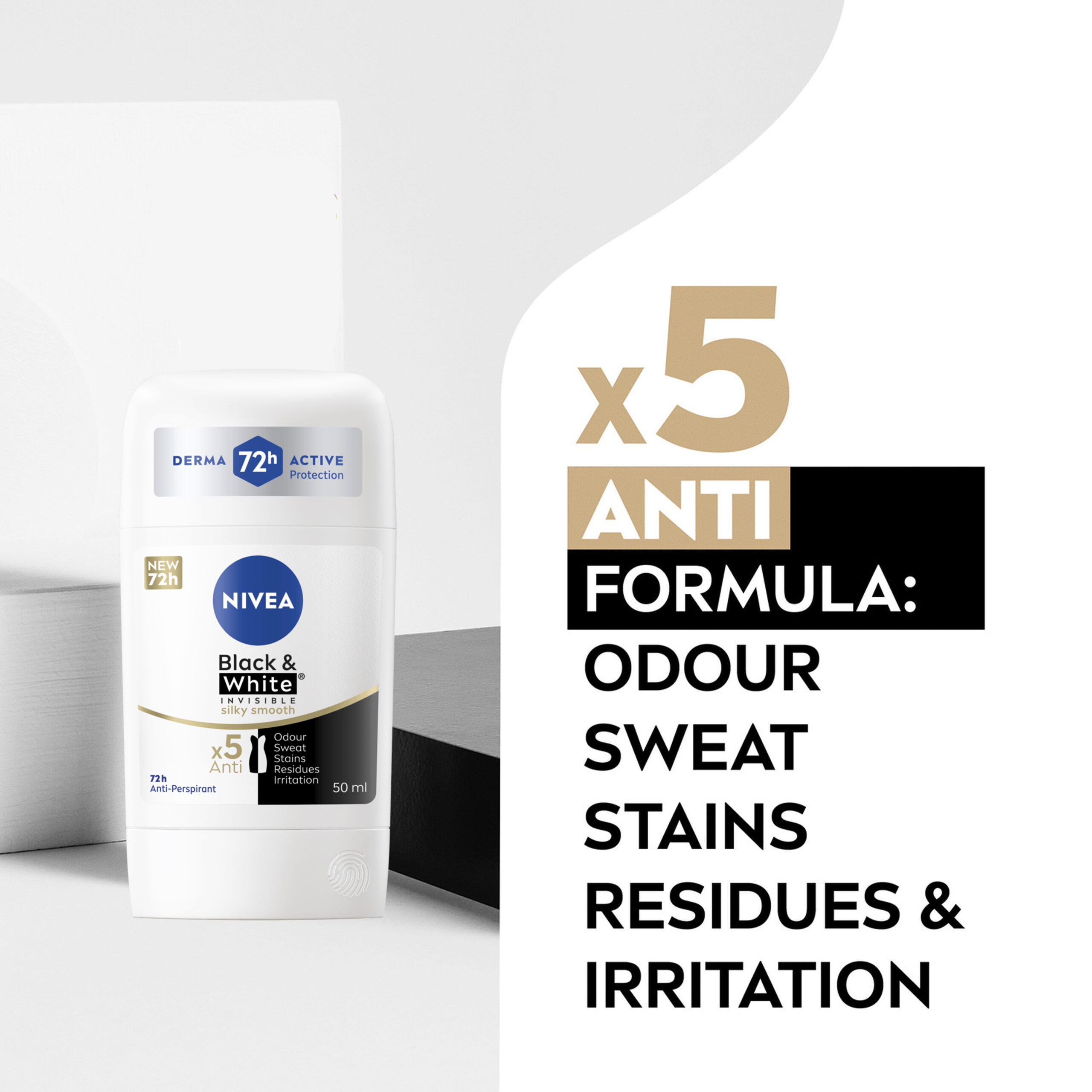 مام صابونی زنانه نیوا Nivea مدل Black & White Invisible silky Smooth حجم 50 میل