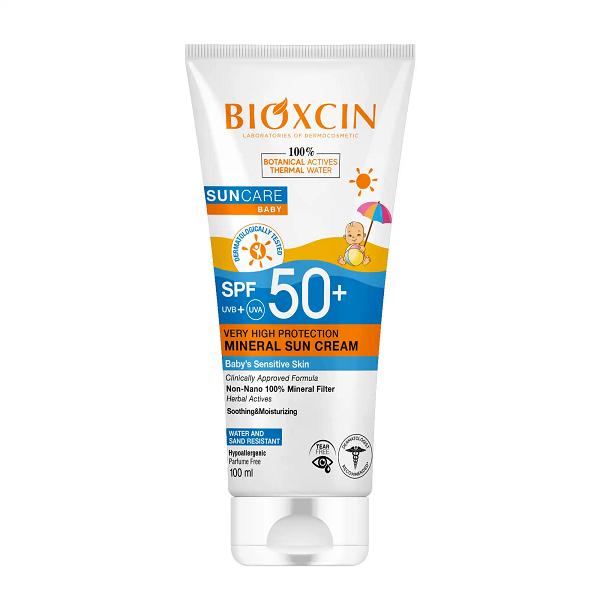 ضد آفتاب و مرطوب کننده مینرال بیوکسین Bioxcin مناسب نوزاد و کودک 100 میل