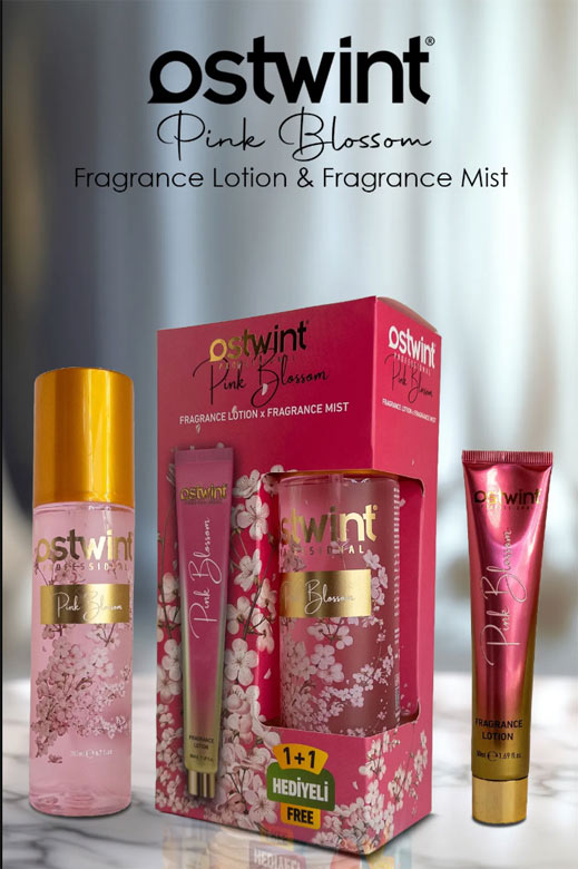 ست بادی اسپلش و لوسیون بدن استوینت Ostwint رایحه Pink Blossom حجم 200+50 میل