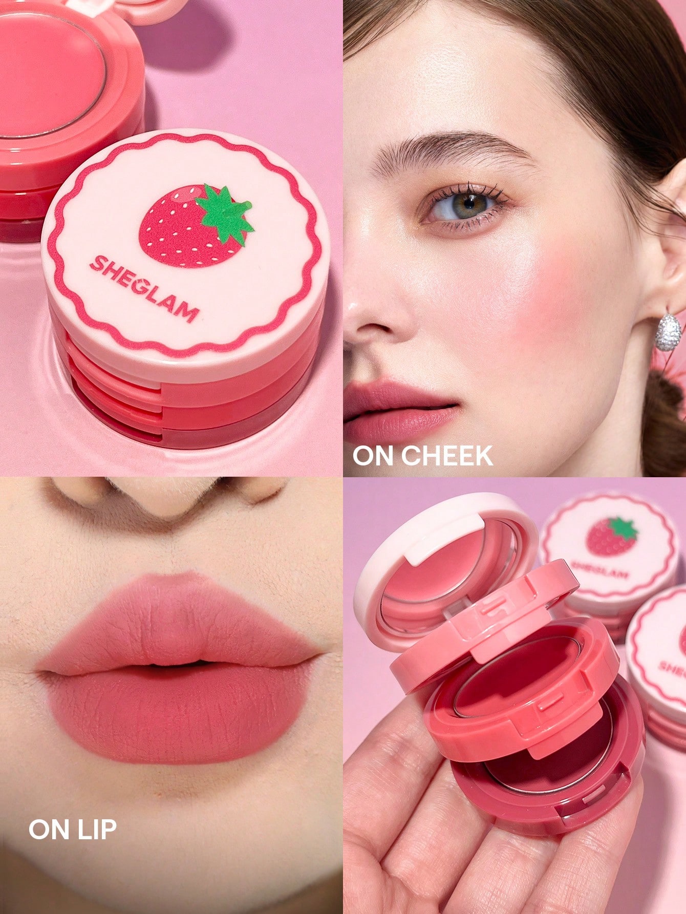 رژ لب و گونه سه طبقه شیگلم Sheglam رنگ Strawberry Whirl حجم 4 گرم
