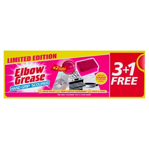 elbow-grease-pink-hand-grip-scourer-masokala.com طراحی فومی با قدرت جذب بالا برای ایجاد کف بیشتر سبک و نرم، مناسب برای شستوشوی روزانه ظروف عدم ایجاد خط و خش روی سطوح حساس مانند تفلون و شیشه مقاوم در برابر سایش و پارگی برای استفاده طولانیمدت خشک شدن سریع و جلوگیری از تجمع باکتری و بوی نامطبوع مناسب برای انواع ظروف و سطوح در آشپزخانه
