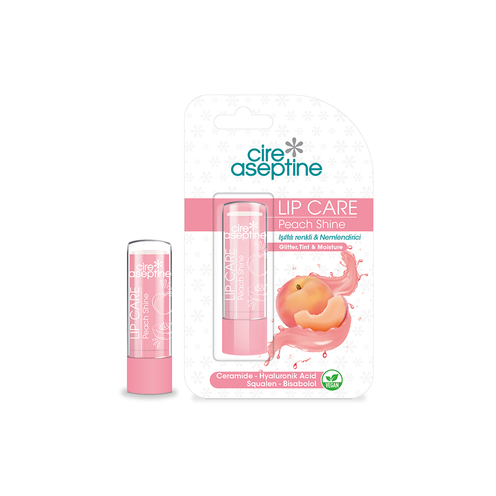 CA-Peach-Shine-Lip-Care-8682276606753-1 بالم لب رنگی براق آسپتین Aseptine عصاره هلو - Image 1