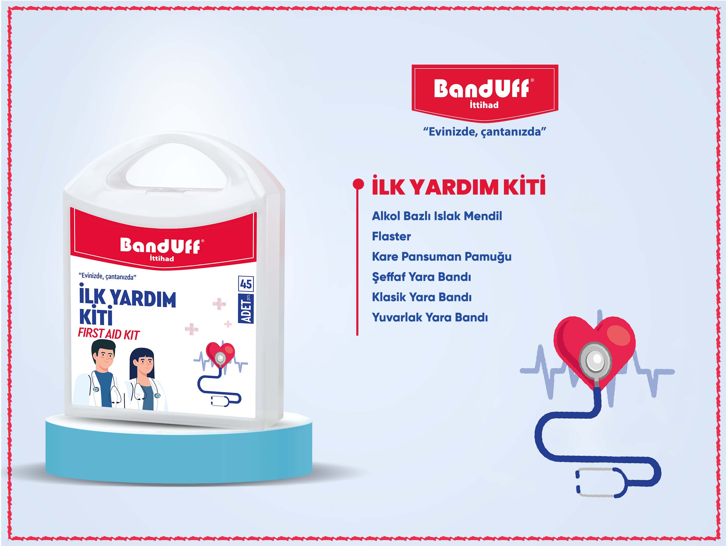 جعبه کمک های اولیه 45 تیکه بندوف BandUff