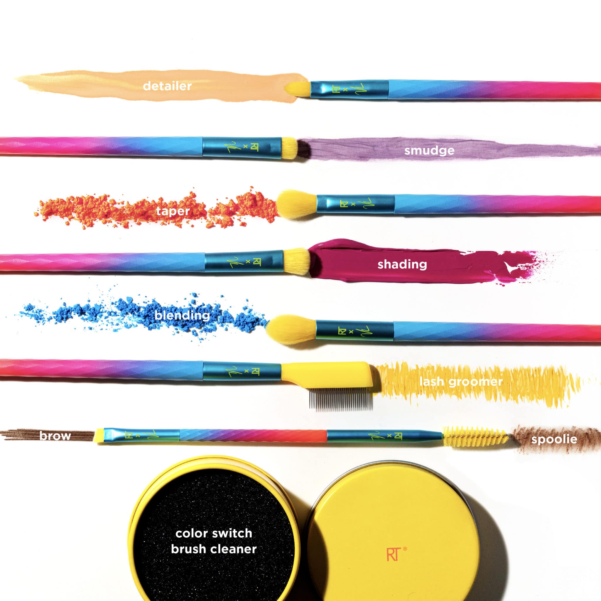 ست براش 9 تیکه ابرو و سایه ریل تکنیک Real Techniques مدل Electric Love