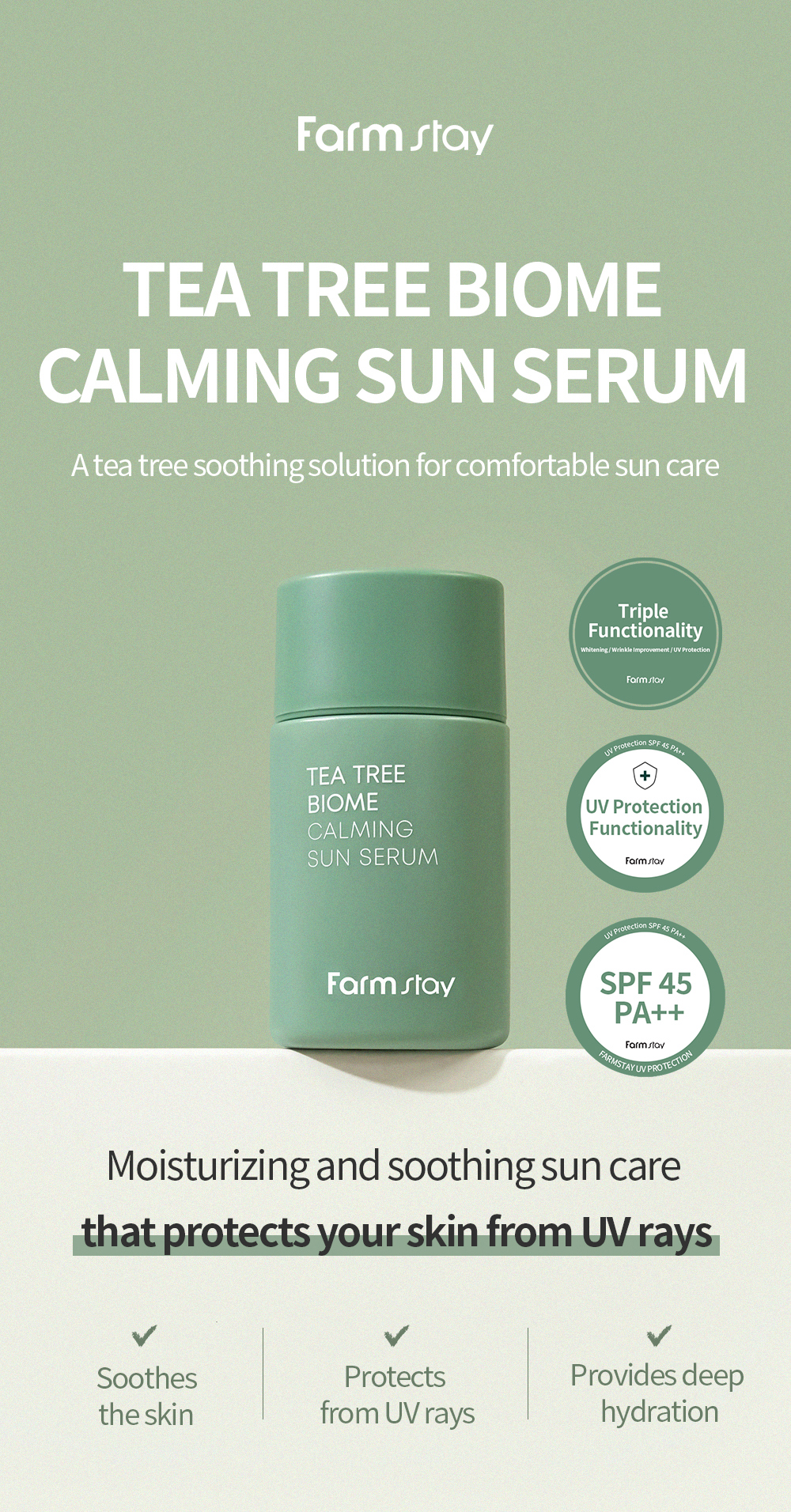 ضد آفتاب ضد التهاب و ضد جوش فارم استی Farm Stay حاوی عصاره درخت چای حجم 50 میل