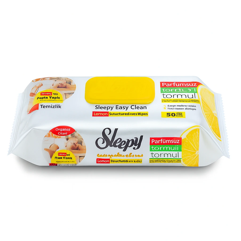 sleepy-easy-clean-lemon-cleaning-wet-wipes-50-pcs-masokala.com دستمال مرطوب اسلیپی مخصوص سطوح آشپزخانه حاوی روغن لیمو