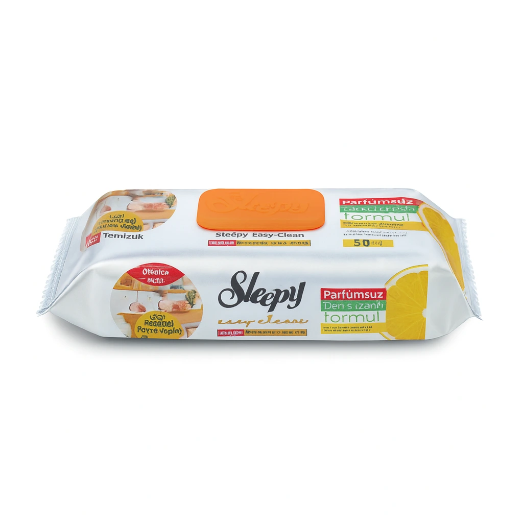 sleepy-easy-clean-orange-cleaning-wet-wipes-50-pcs-masokala.com دستمال مرطوب اسلیپی مخصوص سطوح آشپزخانه