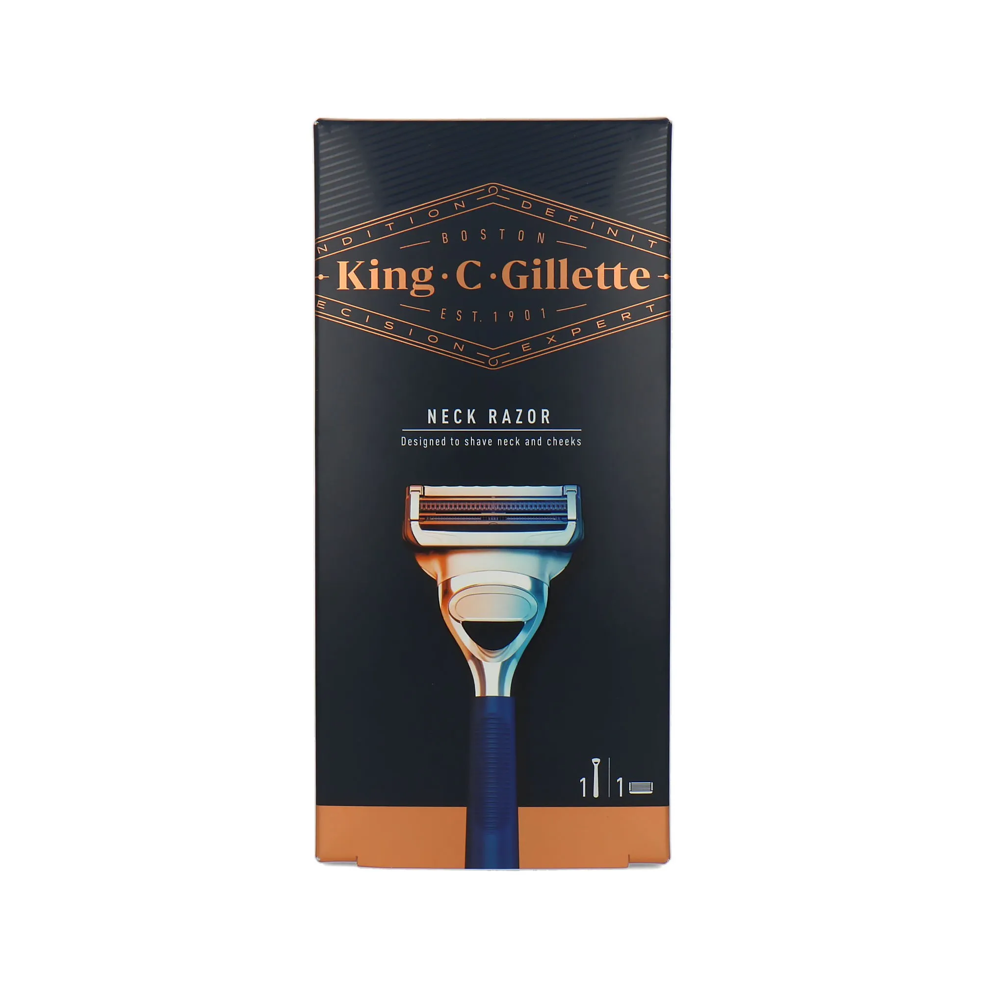 king-c-gillette-men-neck-razor-for- sensitive-skin-with-built-in-precision-trimmer-for-shaping-masokala.com ست دسته و یدک ژیلت سری King.C