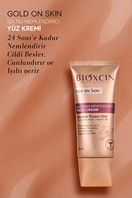 كرم مرطوب كننده و شفاف كننده معجزه بيوكسين ‌‌‌Bioxcin مدل Gold On Skin حجم 50 ميل