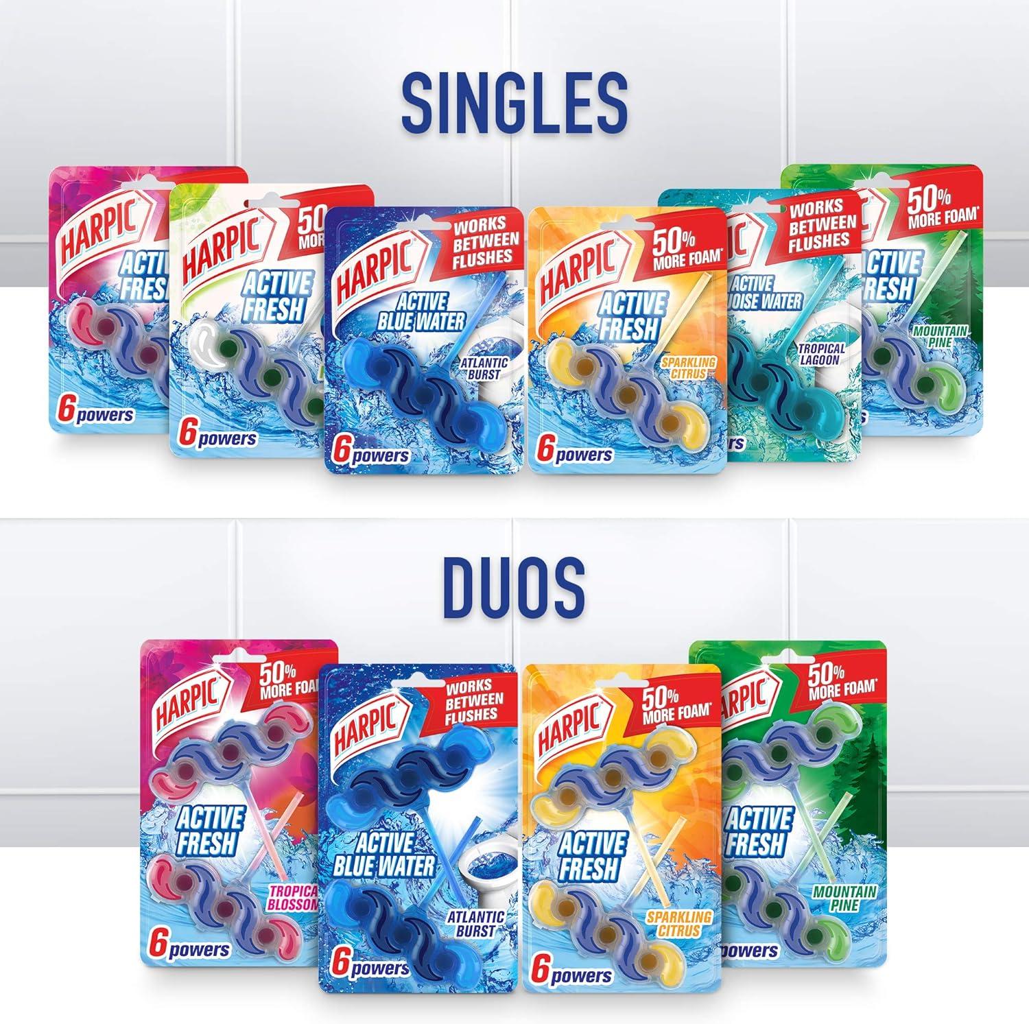 قرص توالت فرنگی 6 کاره هارپیک Harpic رایحه Mountain Pine وزن 35*2 گرم