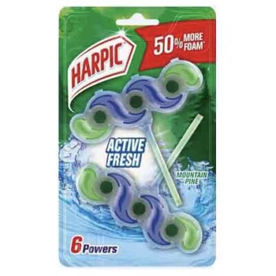 قرص توالت فرنگی 6 کاره هارپیک Harpic رایحه Mountain Pine وزن 35*2 گرم