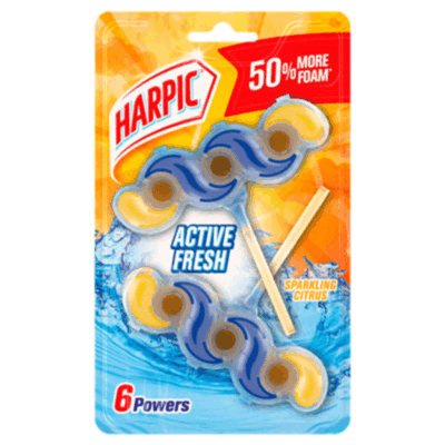 قرص توالت فرنگی 6 کاره هارپیک Harpic رایحه Sparkling Citrus وزن 35*2 گرم