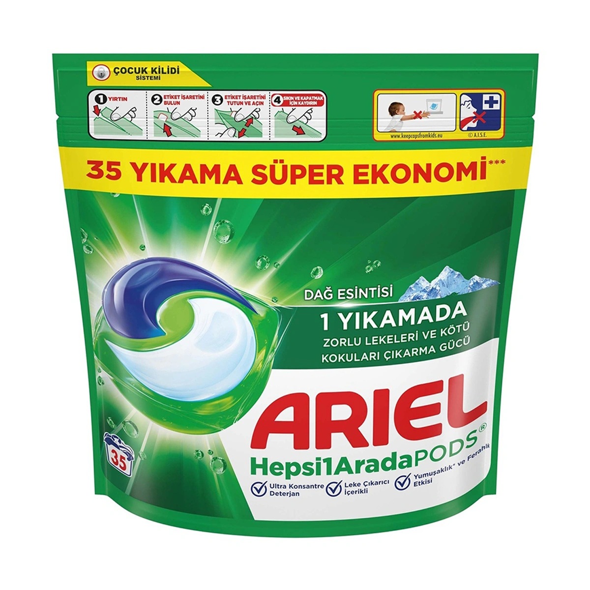 ariel-all-in-one-35pcs-dag-esintisi بالشتک لباسشویی آریل Ariel مدل All In One بسته 35 عددی