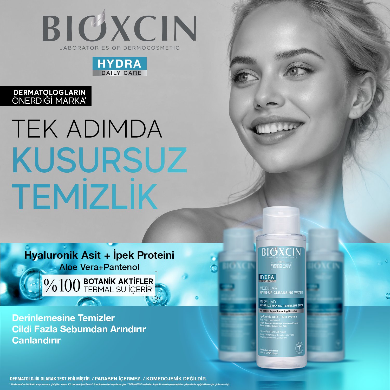 تونر آبرسان و پاک کننده بیوکسین Bioxcin سری Hydra انواع پوست حجم 200 میل