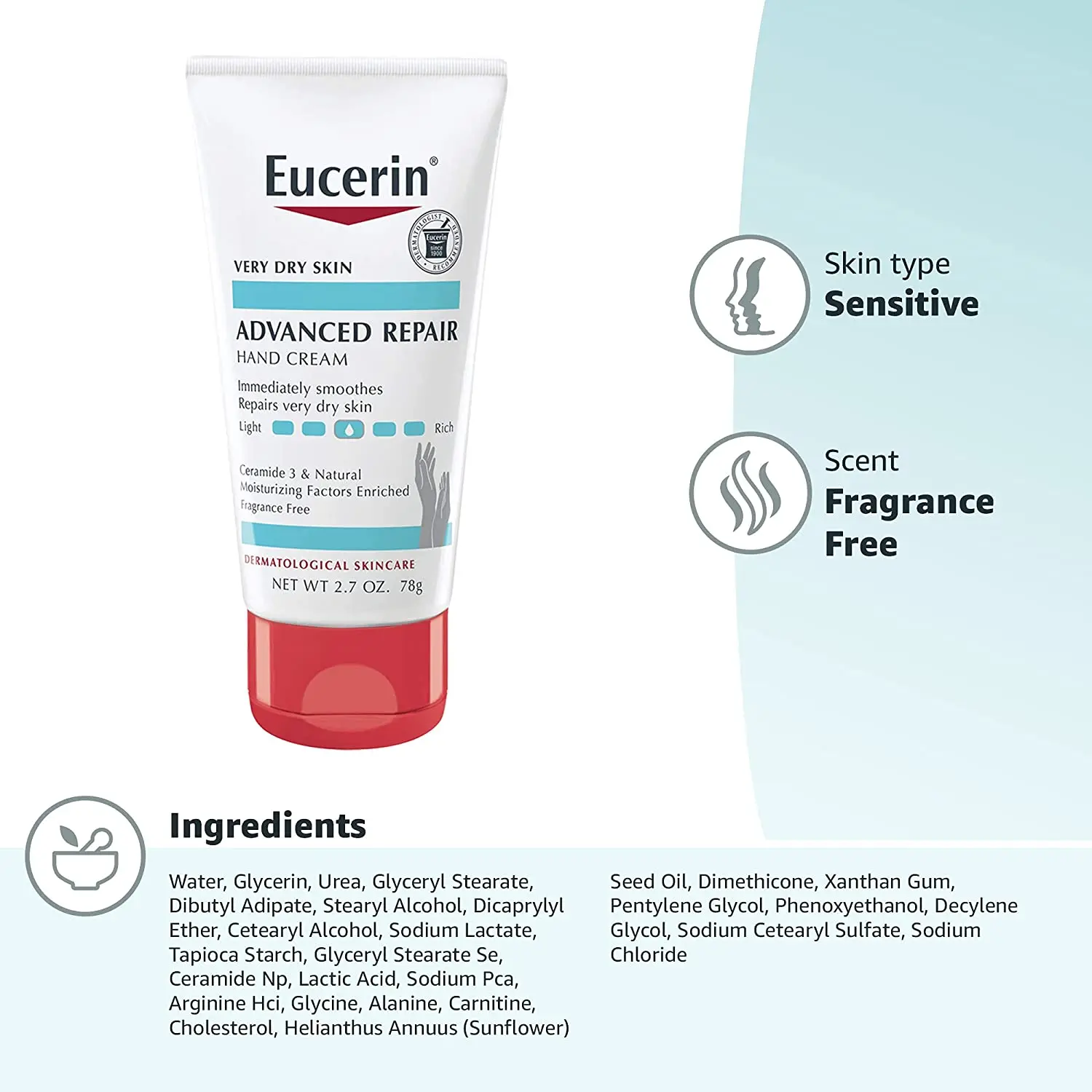 کرم ترمیم کننده دست اوسرین Eucerin مناسب پوست های خیلی خشک وزن 78 گرمی 