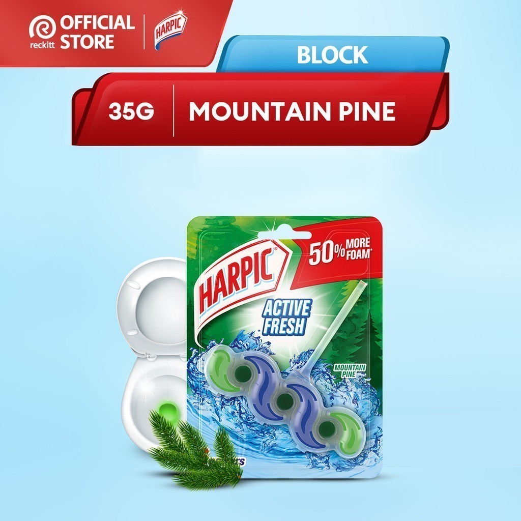 قرص توالت فرنگی 6 کاره هارپیک Harpic رایحه Mountain Pine وزن 35*2 گرم