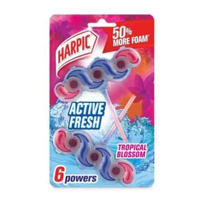 قرص توالت فرنگی 6 کاره هارپیک Harpic رایحه Tropical Blossom وزن 2*35 گرم