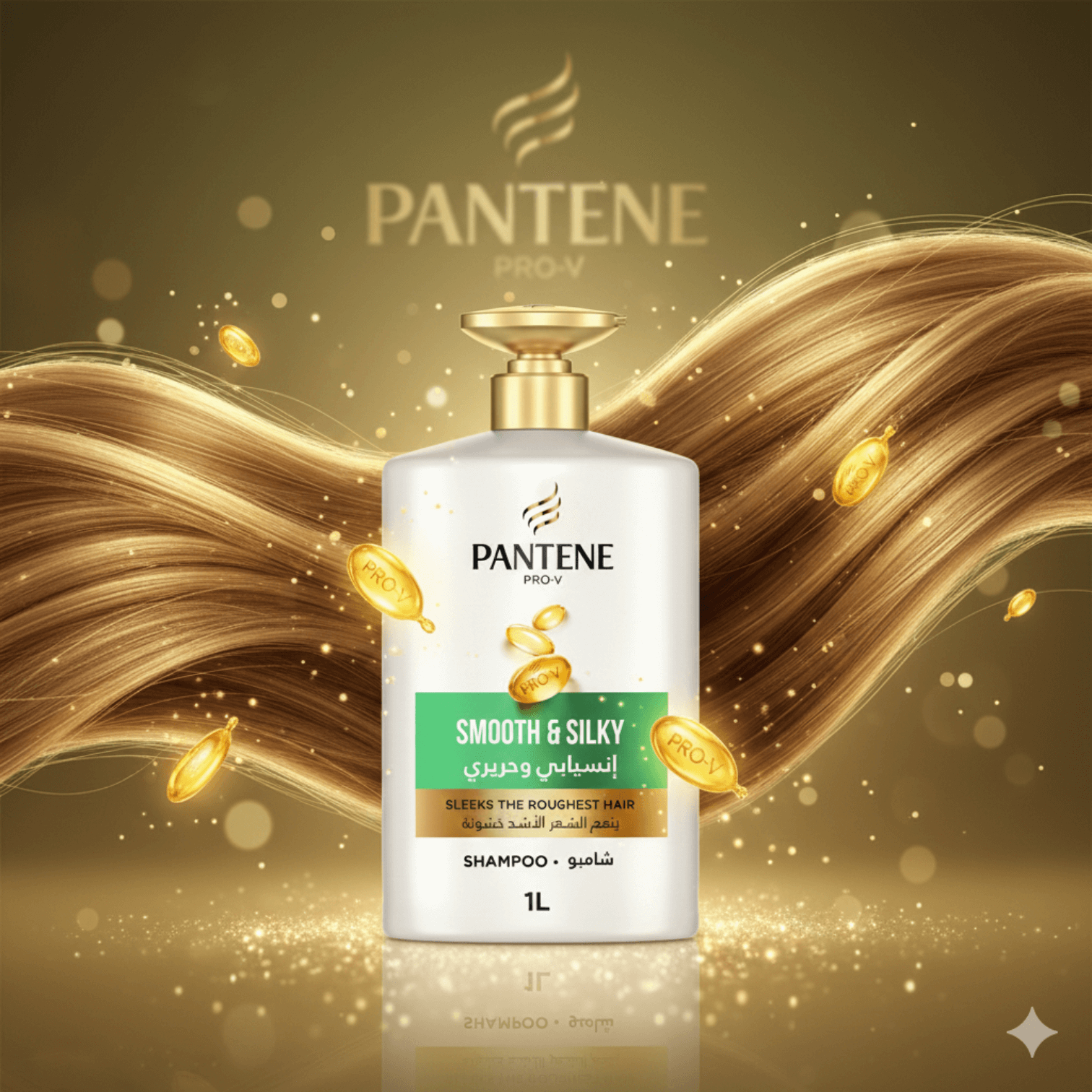 شامپو پنتن Pantene ابریشم کننده مو مدل Smooth & Silky حجم 1000 میل