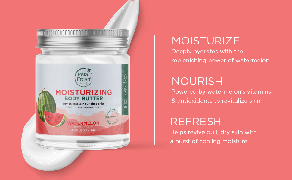 كره بدن پتال فرش Petal Fresh مدل Moisturizing حاوی هندوانه حجم 237 میل