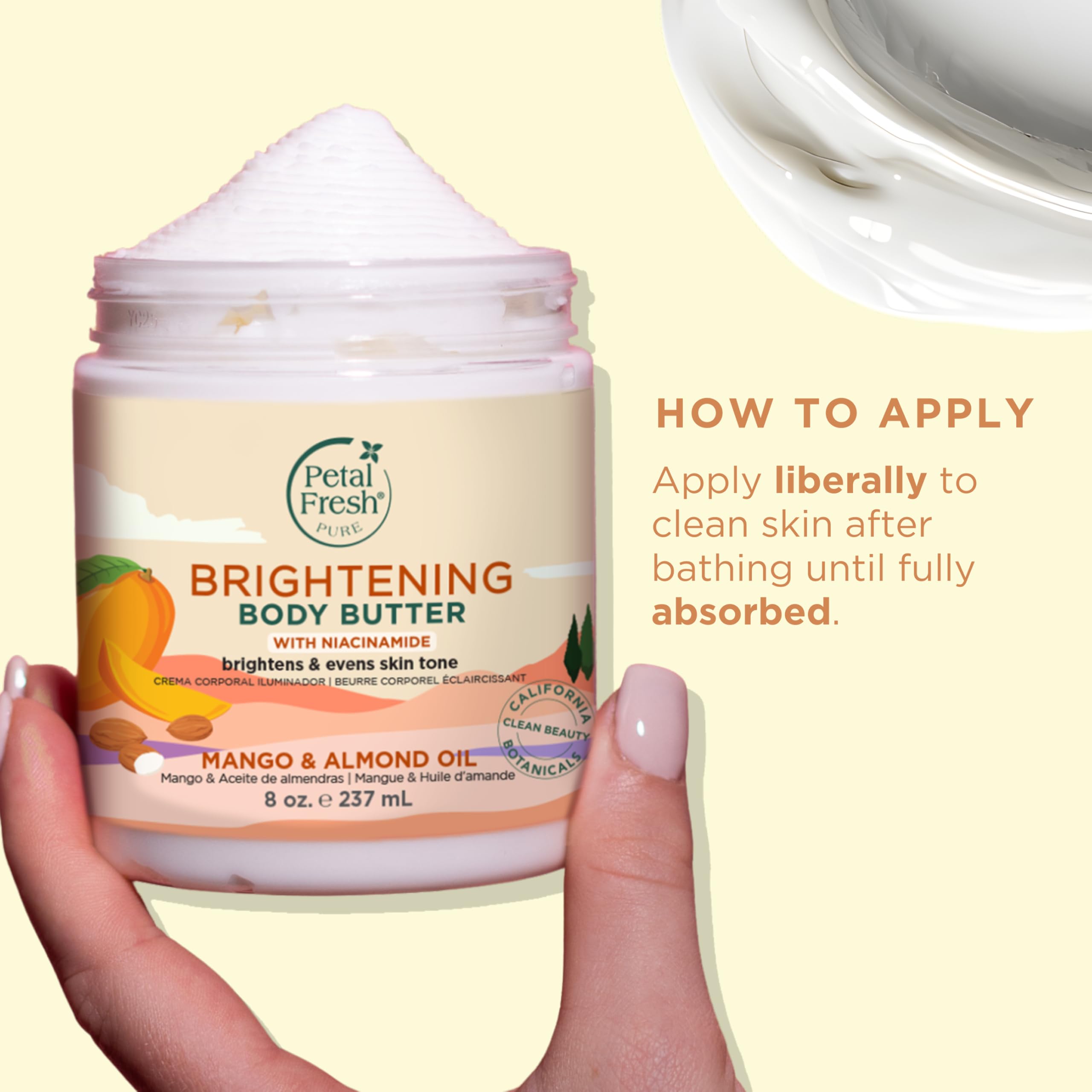 كره بدن پتال فرش Petal Fresh مدل Brightening حاوی روغن بادام و انبه حجم 237 میل