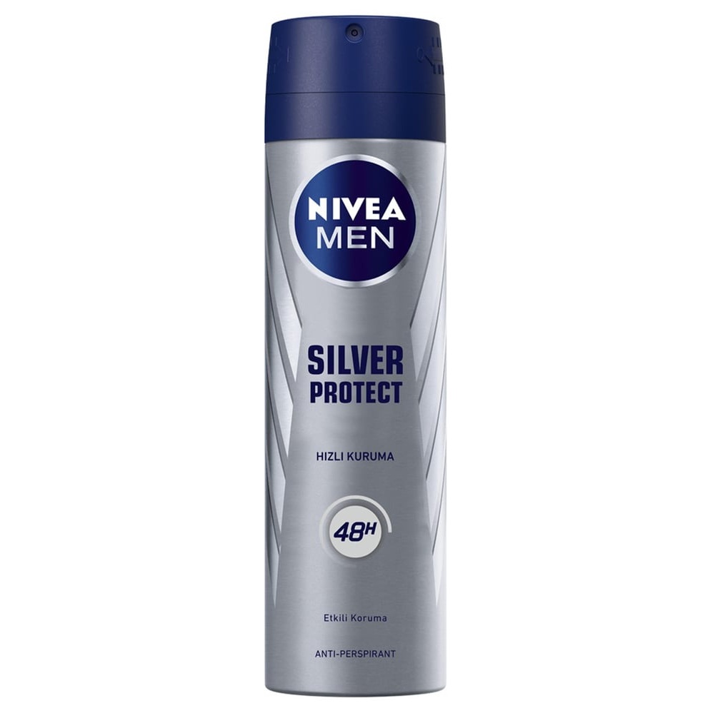 nivea-150ml-deo-men-silver-protect-f3-08a اسپری ضد تعریق نیوا Nivea مردانه مدل Silver Protect حجم 150 میل - Image 1