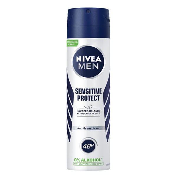 nivea-men-sensitive-protect-150ml اسپری ضد تعریق نیوا Nivea مردانه مدل Sensitive Protect حجم 150 میل - Image 1