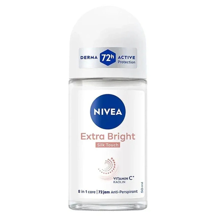 nivea-women-roll-on-extra-bright-silk-touch مام رولی نیوا Nivea زنانه روشن کنننده زیر بغل مدل Extra Bright Silk Touch حجم 50 میل - Image 1