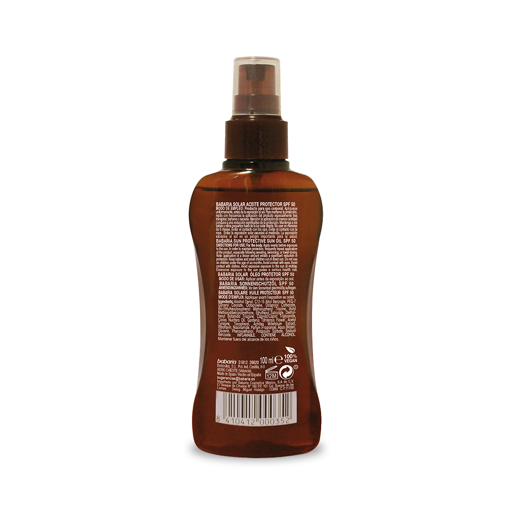 اسپری روغن ضد آفتاب باباريا Babaria حاوى عصاره نارگیل حجم 100 ميل