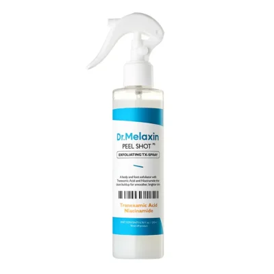 اسپری لایه بردار روشن کننده پا و بدن دکتر ملاکسین Dr.Melaxin مدل Tranexamic Acid و Niacinamide حجم 200 میل
