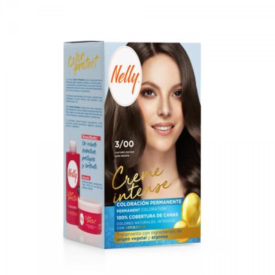کیت رنگ مو بدون آمونیاک نلی Nelly مدل Creme Intense رنگ Dark Brown شماره 3/00