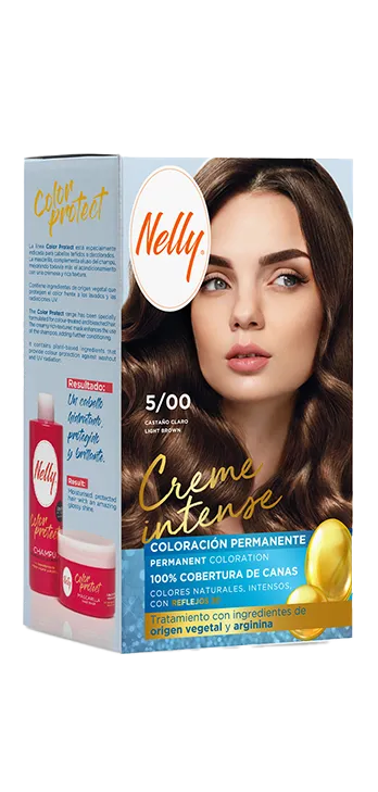  کیت رنگ مو بدون آمونیاک نلی Nelly مدل Creme Intense رنگ Light Brown شماره 5/00