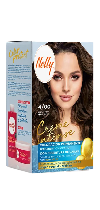 کیت رنگ مو بدون آمونیاک نلی Nelly مدل Creme Intense رنگ Medium Brown شماره 4/00