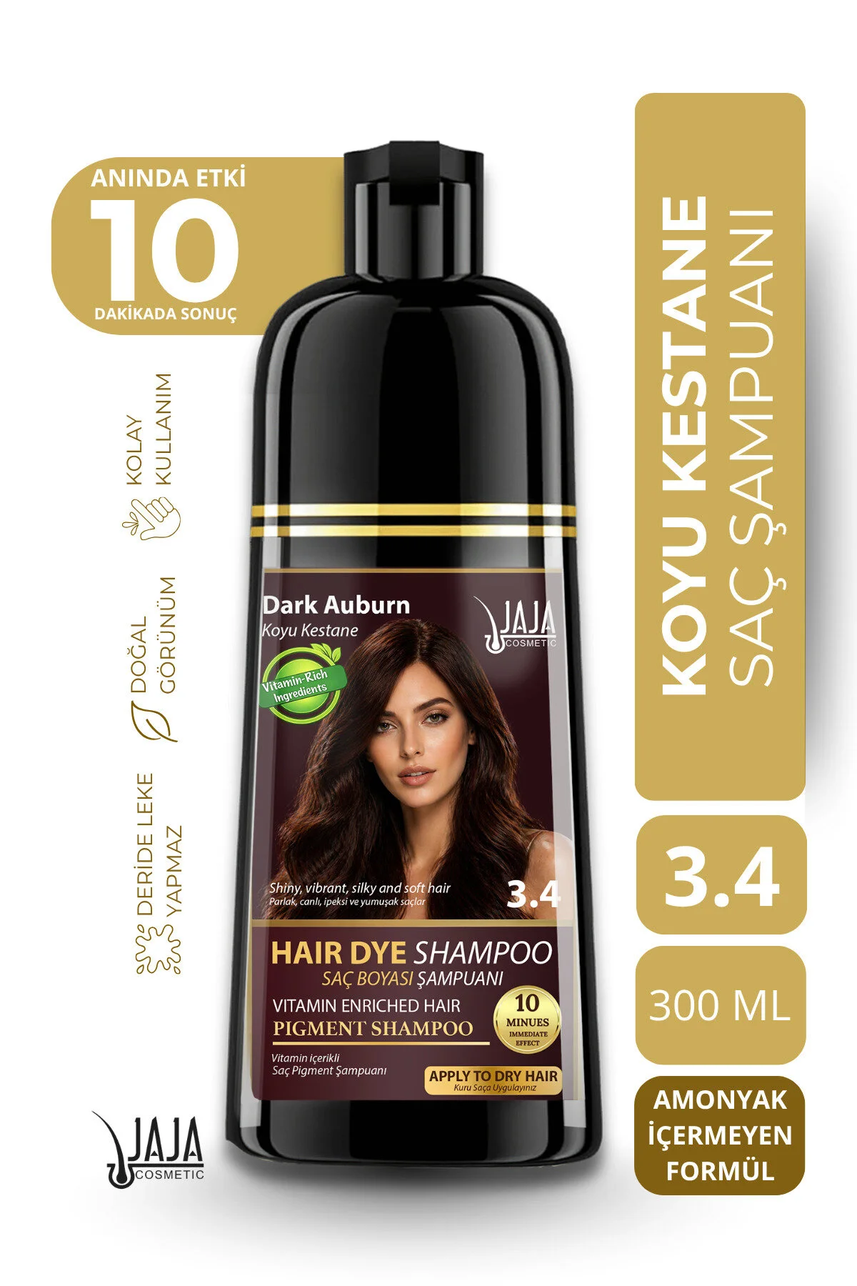 شامپو رنگ جاجا Jaja شماره 3.4 رنگ Dark Auburn حجم 300 ميل