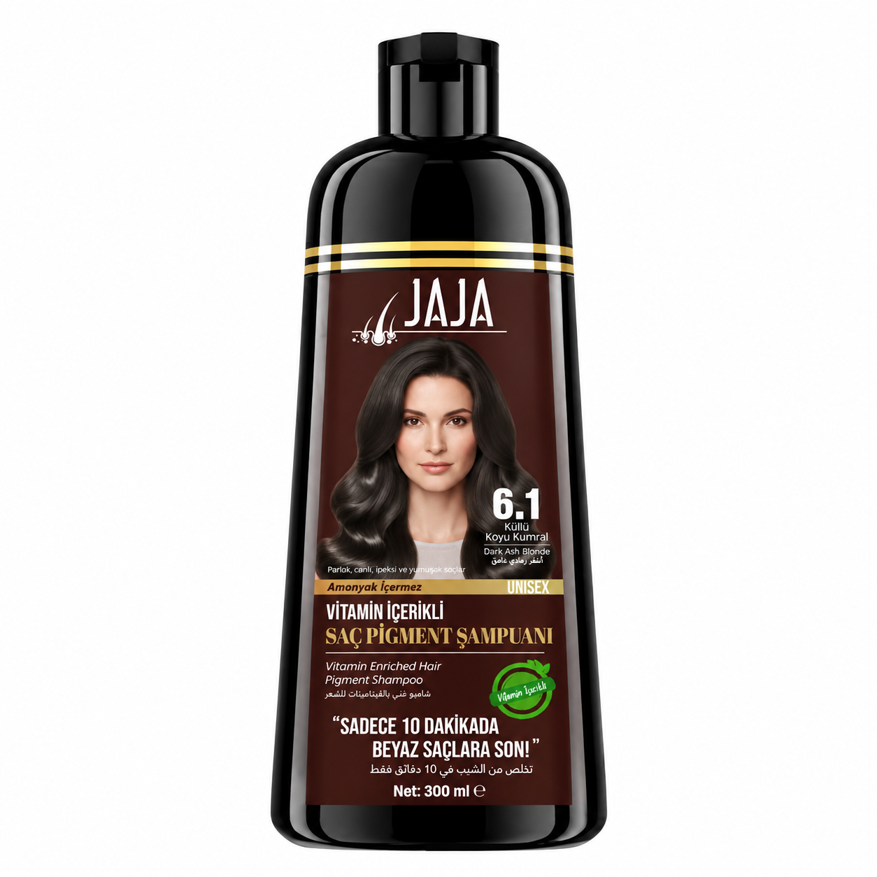 jaja-hair-color-shampoo-6-1-dark-ash-blonde-300ml-masokala.com شامپو رنگ جاجا Jaja شماره 6.1 رنگ Dark Ash Blonde حجم 300 ميل
